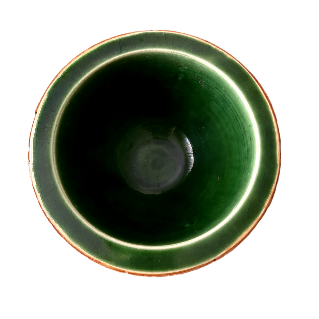 Antique Ironstone Bowl Green Glaze China