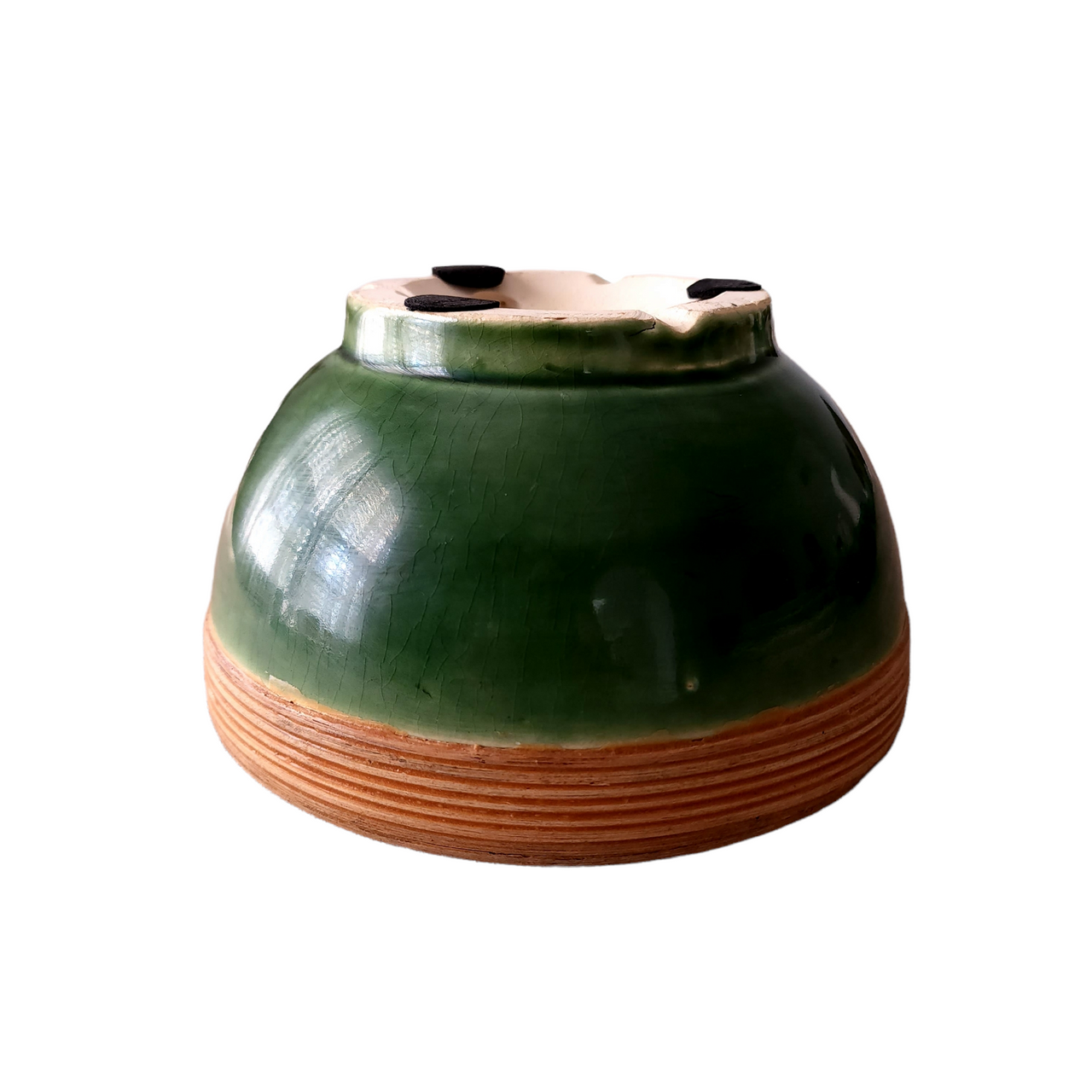 Antique Ironstone Bowl Green Glaze China