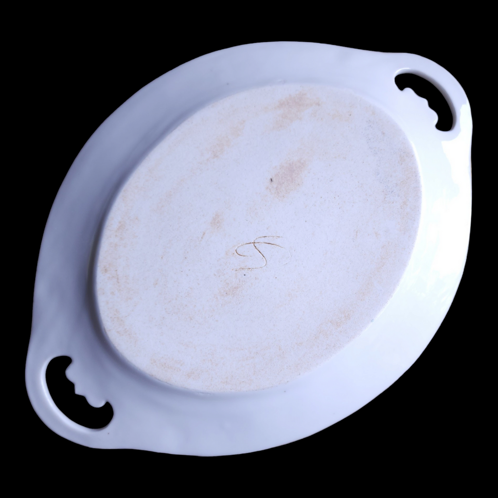Antique Ironstone Earthenware Gilt Oval Serving Platter