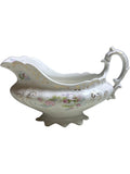 Antique J&G Meakin Hanley England Gravy Boat Floral & Gold Scroll Victorian Style 19th Century Ironstone