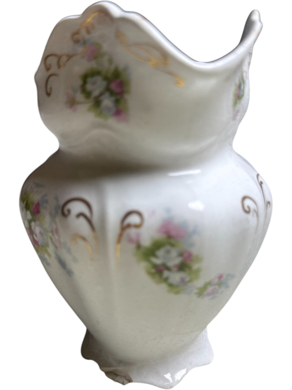 Antique J&G Meakin Hanley England Creamer Victorian Floral Transferware with Gold Gilt c.1890–1910