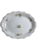 12" Antique J&G Meakin Hanley England Oval Serving Platter Floral Pink Rose Pattern with Gold Trim 19th Century Ironstone