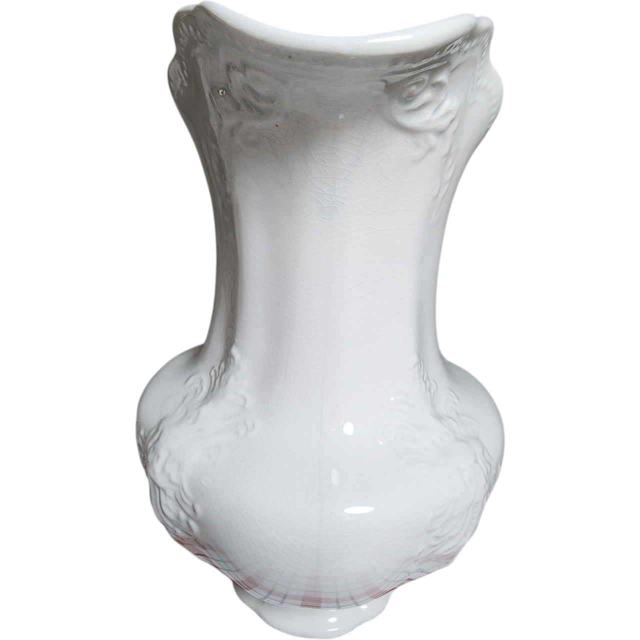 Antique J & G Meakin Ironstone White Pitcher Embossed Victorian Style Jug Staffordshire England 19th Century