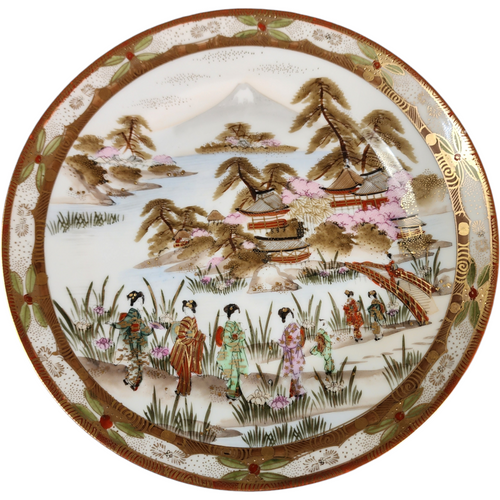 Antique Japanese Hand Painted Kutani / Satsuma Plate Made for Hotel Astor NY by L. Straus & Sons