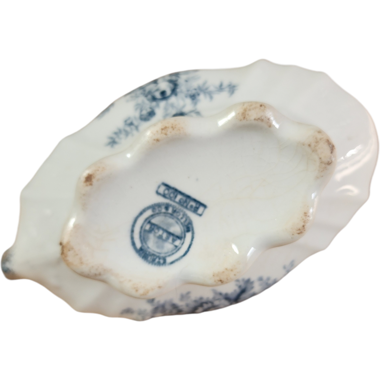 Antique John Maddock & Sons Royal Semi-Porcelain Blue Floral Gravy Boat England c.1896–1906