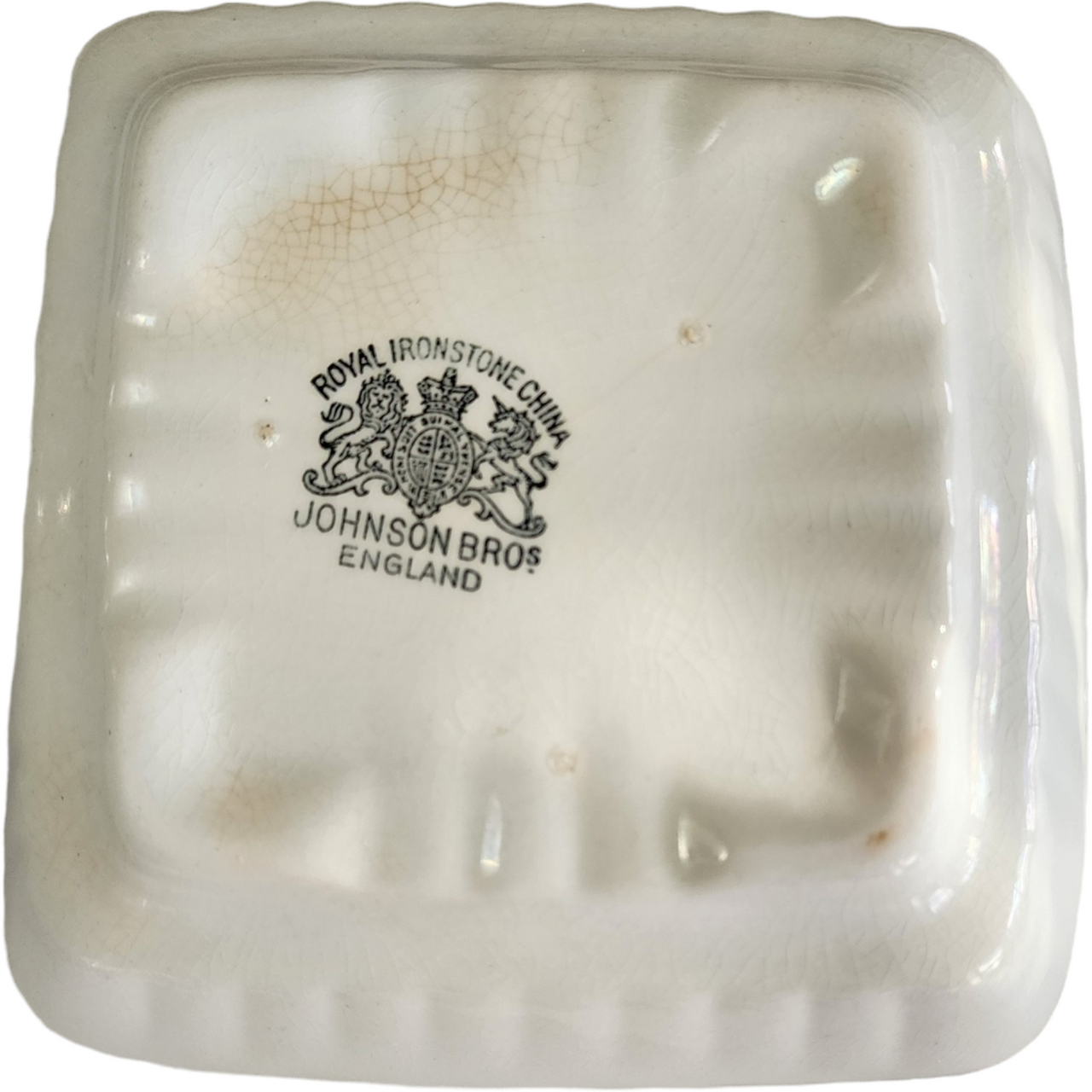 Antique Johnson Bros England White Ironstone Embossed Scrolls Relish Dish Bowl