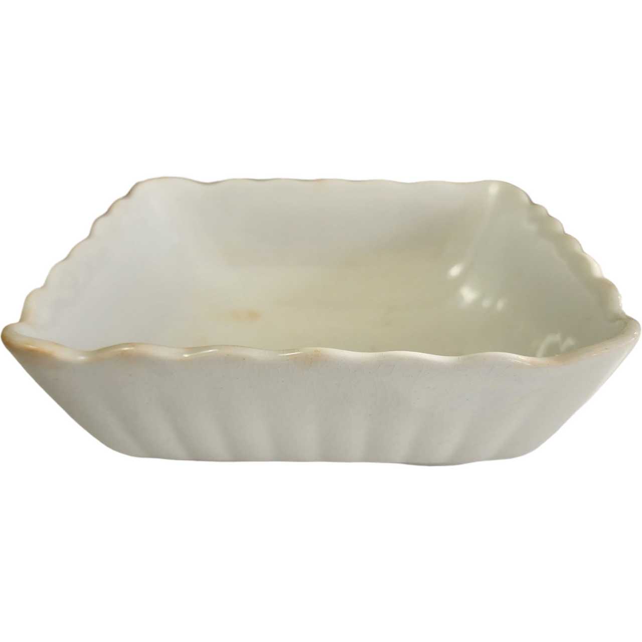 Antique Johnson Bros England White Ironstone Embossed Scrolls Relish Dish Bowl