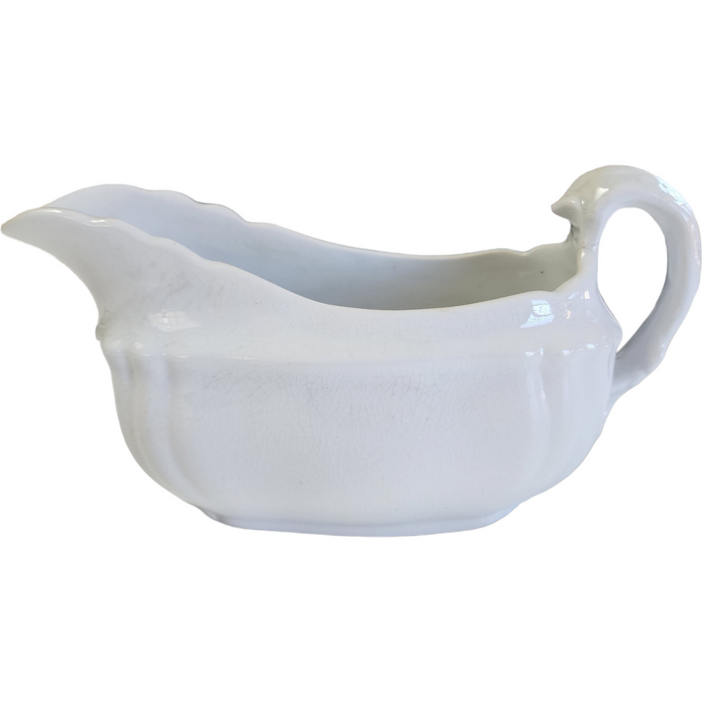 Antique Johnson Bros England White Ironstone  Gravy Boat