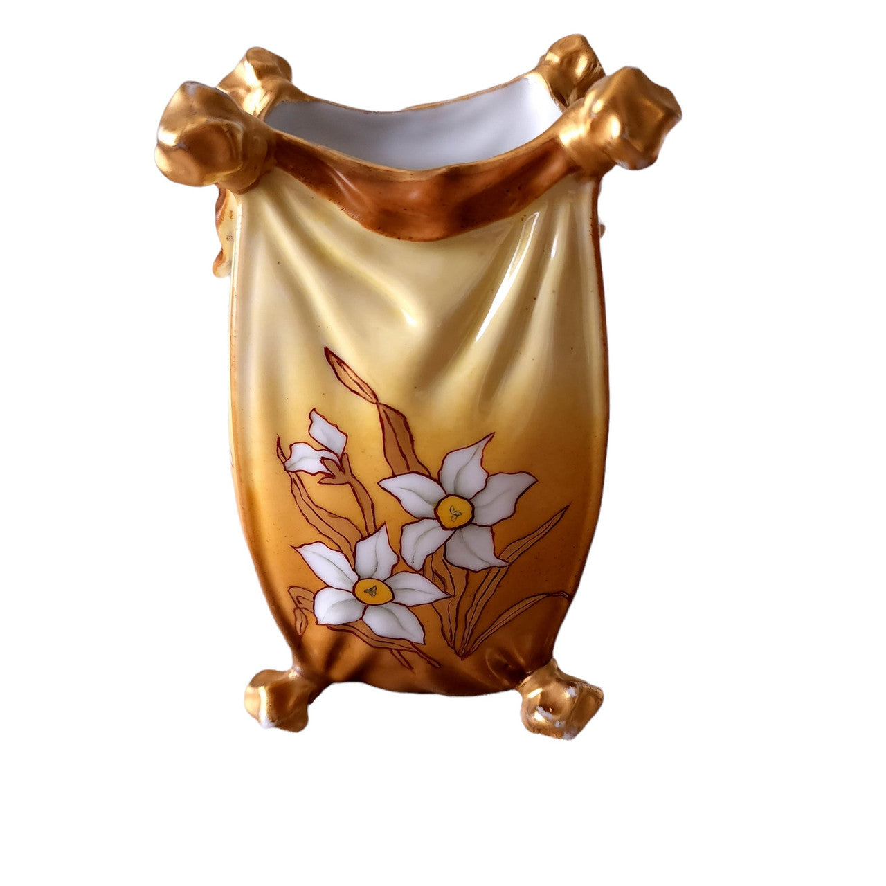 Antique Limoges Jean Pouyat Hand Painted Gold Gilded Vase 1890's