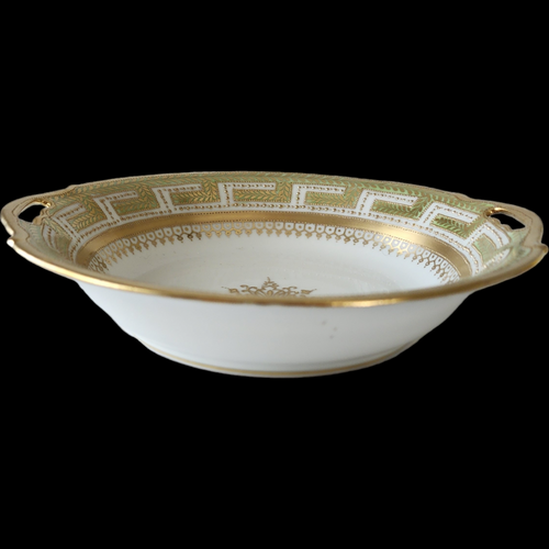 Antique Nippon Hand Painted Porcelain Bowl Gold Gilt & Enamel Beaded Handles c.1911–1921