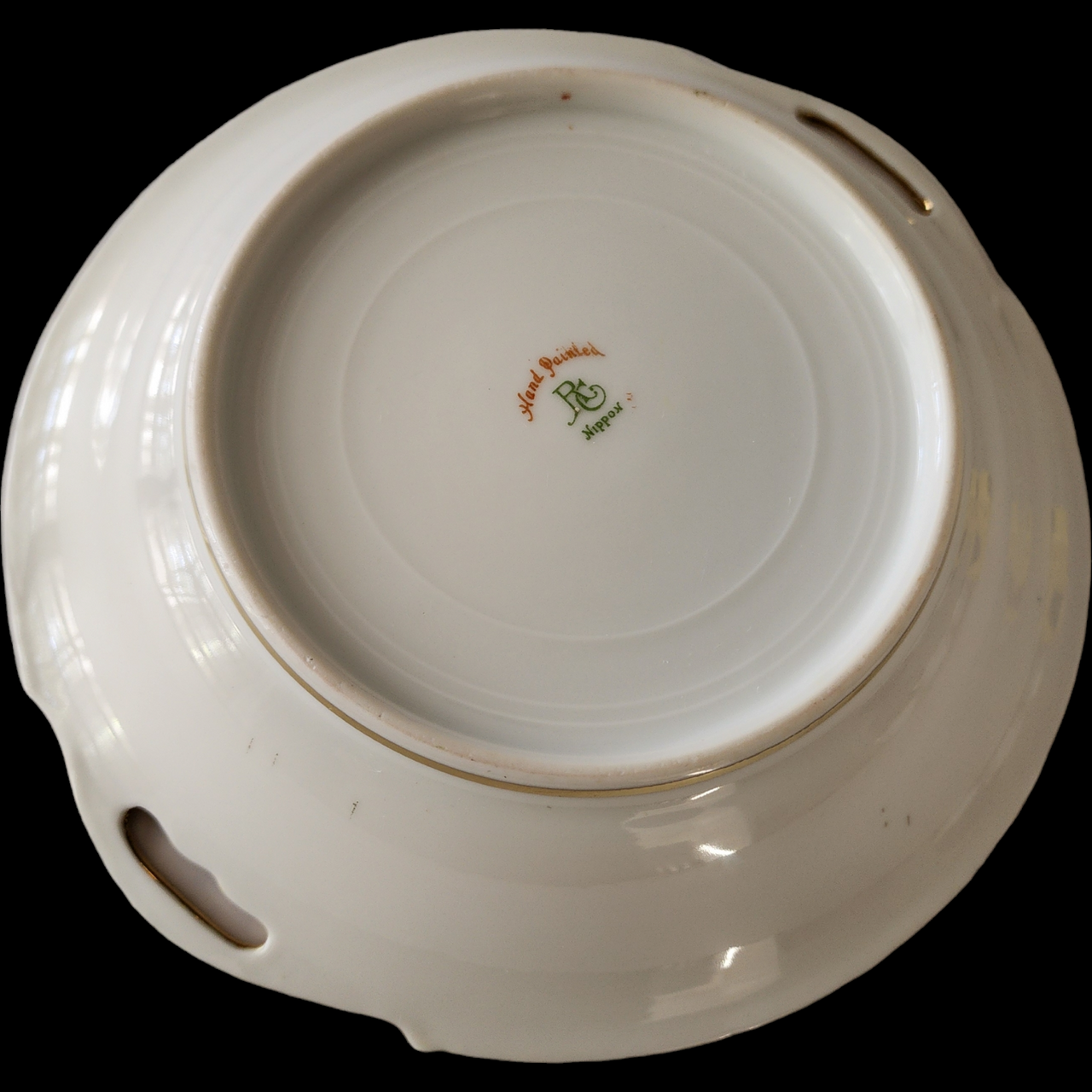 Antique Nippon Hand Painted Porcelain Bowl Gold Gilt & Enamel Beaded Handles c.1911–1921