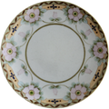 Antique Nippon Hand Painted Porcelain Plate Pink Floral & Gold Enamel Early 1900s Japan