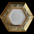 Antique Nippon RC Hexagonal Saucer – Hand Painted Green & Gold Moriage Beaded Porcelain Japan Circa 1911–1921