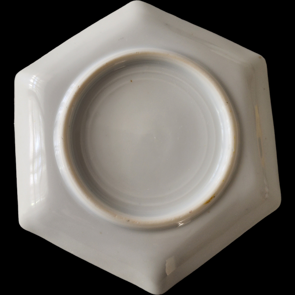Antique Nippon RC Hexagonal Saucer – Hand Painted Green & Gold Moriage Beaded Porcelain Japan Circa 1911–1921