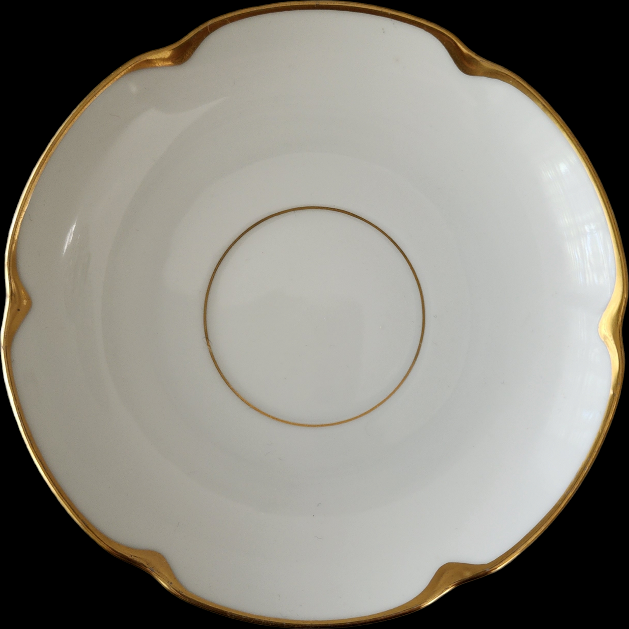 Antique O.&E.G. Royal Austria Saucer White Porcelain with Gold Gilt Trim Oscar & Edgar Gutherz c.1900s
