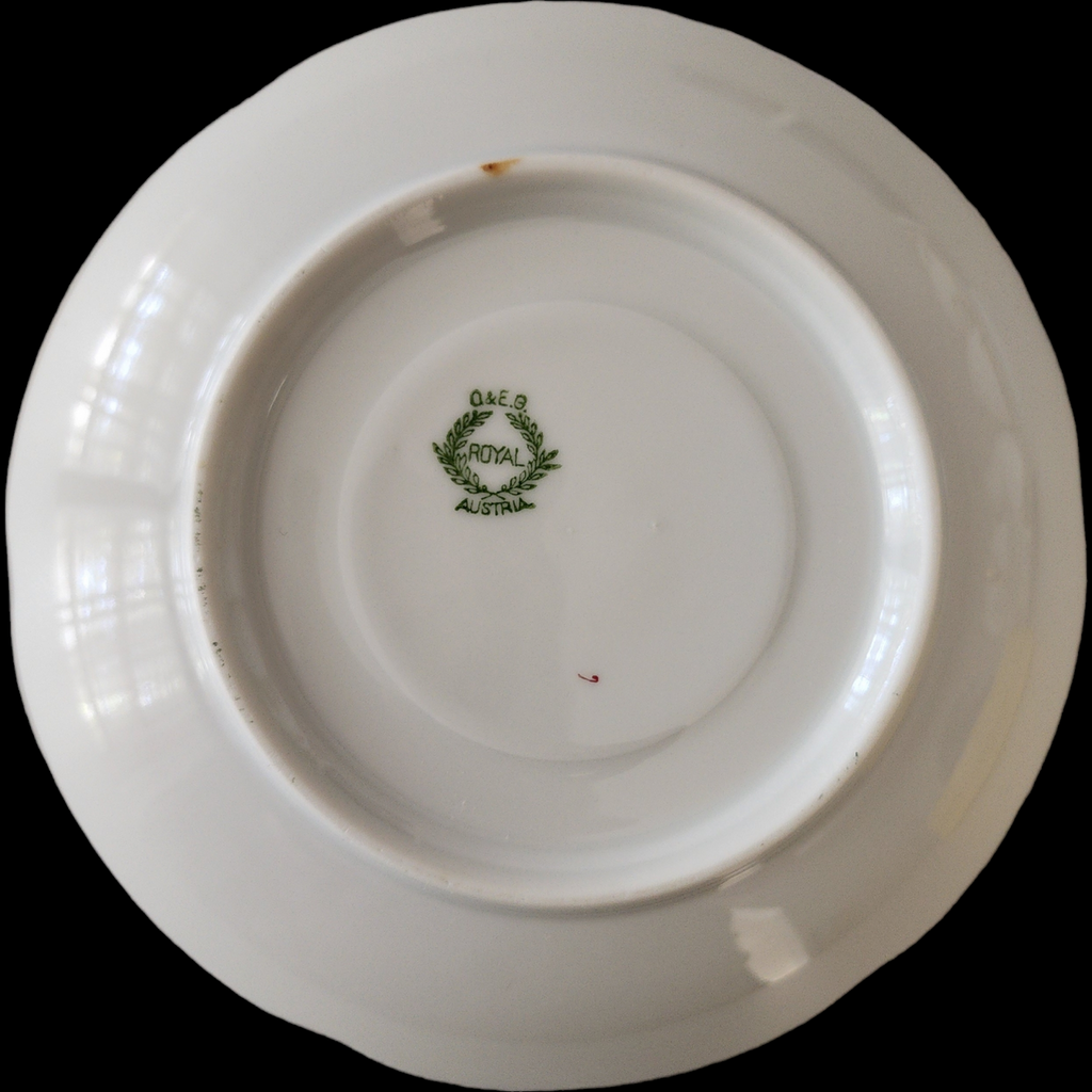 Antique O.&E.G. Royal Austria Saucer White Porcelain with Gold Gilt Trim Oscar & Edgar Gutherz c.1900s