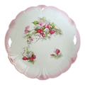 Antique Porcelain Bone China Pink & White Rose of Sharon Decorative  Handled Cake Plate