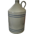 Antique American Pottery Stoneware Blue Band Stripes Crock Jug with Handle