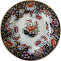 Antique Ridgway & Abington Smyrna Ironstone Plate Flow Blue Polychrome Floral & Gilt 19th Century English China