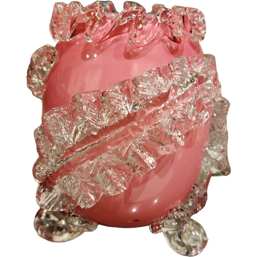 Antique Stevens & Williams Matsu-No-Kel Cranberry Glass Vase
