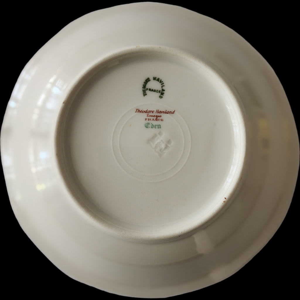 Antique Theodore Haviland Limoges France Coupe Soup Bowl Bird & Floral with Gold Trim Early 1900s Porcelain