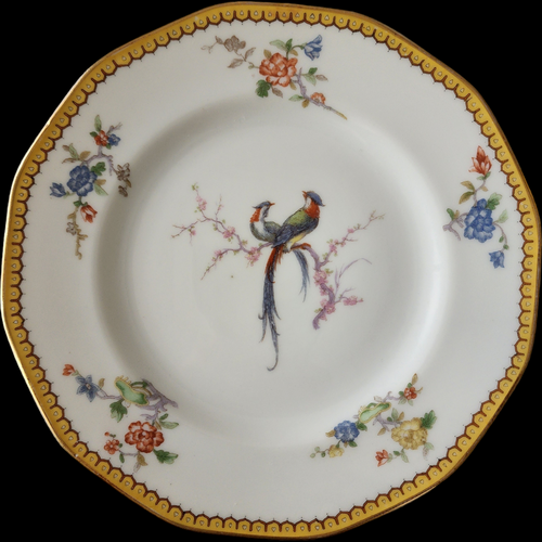 Antique Theodore Haviland Limoges France Luncheon Plate Bird & Floral with Gold Trim Early 1900s Porcelain