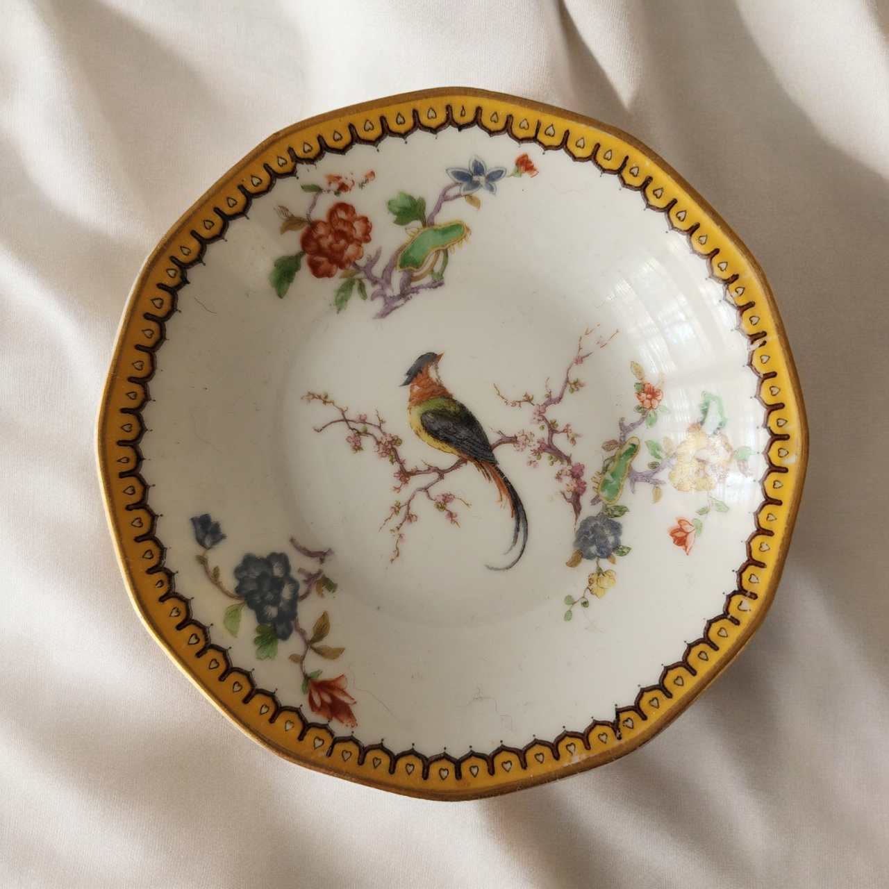 Antique Theodore Haviland Limoges France Fruit/Dessert (Sauce) Bowl Bird & Floral with Gold Trim Early 1900s Porcelain