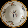 Antique Theodore Haviland Limoges France Rim Soup Bowl Bird & Floral with Gold Trim Early 1900s Porcelain