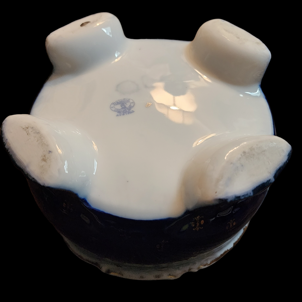 Antique Victoria 1891-1918 Carlsbad Cobalt Large Footed Vase Bowl