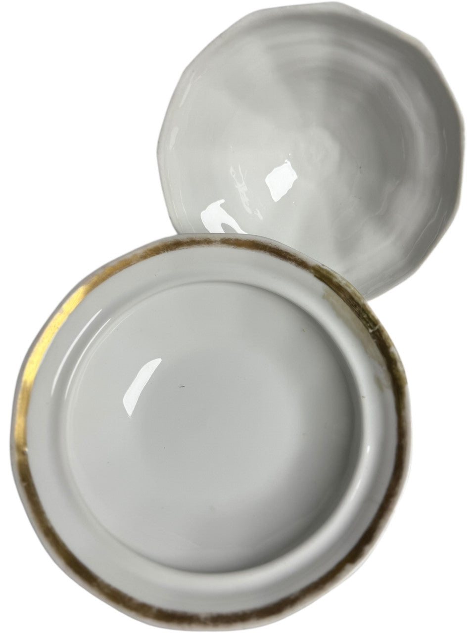 Antique White & Gold Porcelain Covered Serving Dish – Octagonal Tureen with Lid Early 20th Century Decorative Tableware
