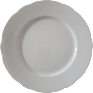 Antique William Ridgeway Ironstone Plate  Bishop Crown Backstamp  White Scalloped Staffordshire England c.1891–1910