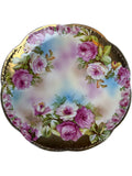 Antique Winterling Bavaria Hand-Painted Plate Pink Roses & Gold Trim Austria Export Early 20th Century Porcelain