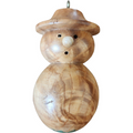 Antique Yellow Rosewood Snowman Handcrafted Christmas Ornament