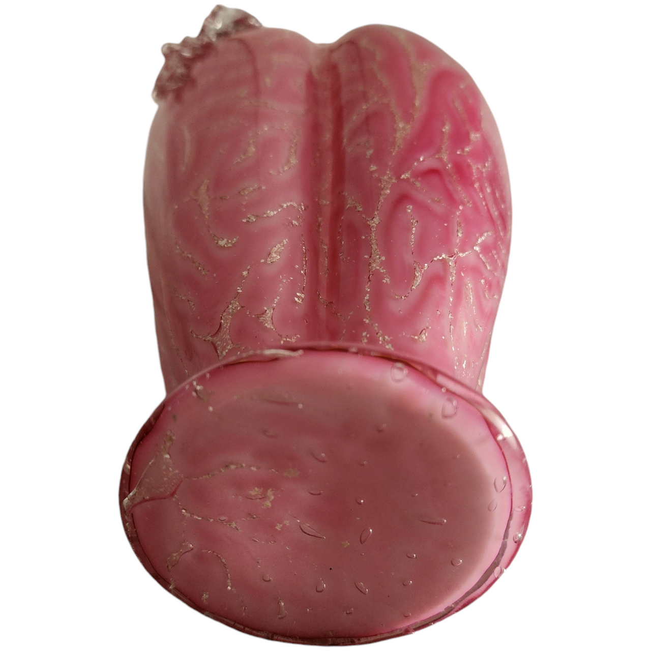 Antique English Pink Spangle Glass Vase with Clear Handles and Mica Flakes Detailing