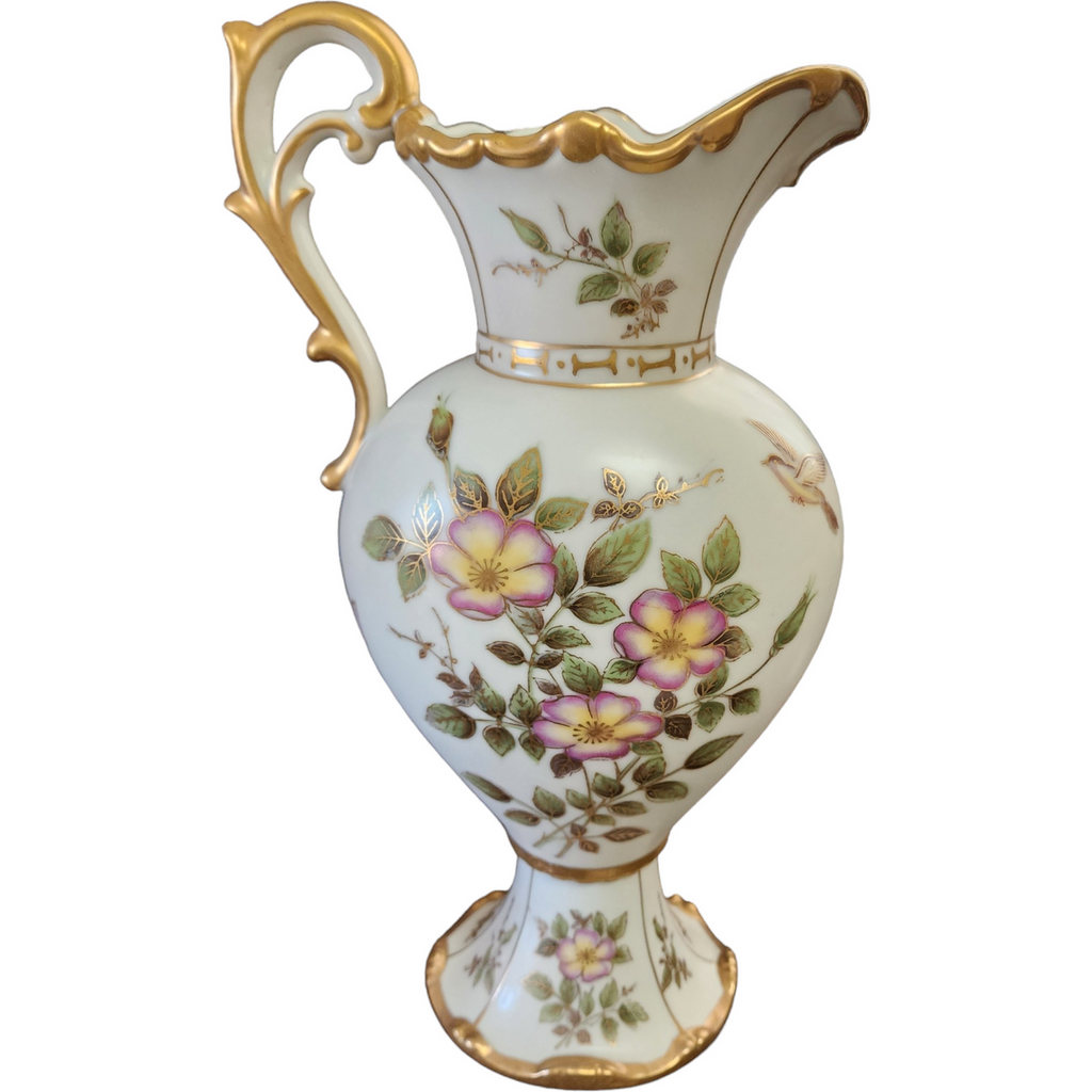 Ardalt Porcelain Flowers Gilded Vase Pitcher