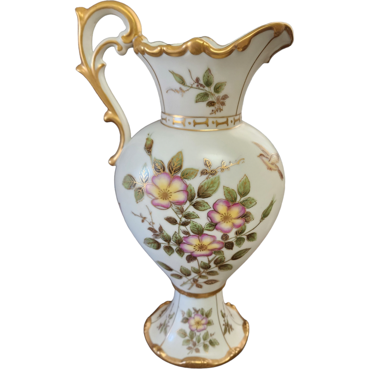 Ardalt Porcelain Flowers Gilded Vase Pitcher