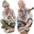 Ardco Porcelain Asian Elder Couple Statues Figurine Japan