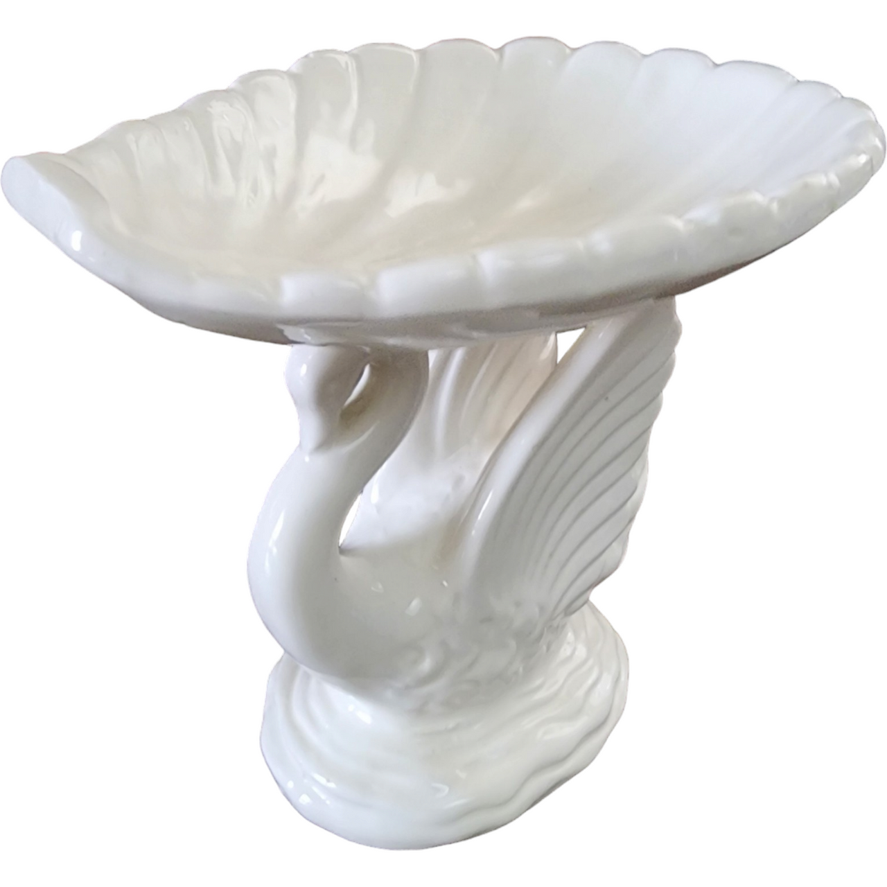 Ardco Porcelain Swan & Shell Pedestal Soap Dish Statues Figurine Japan