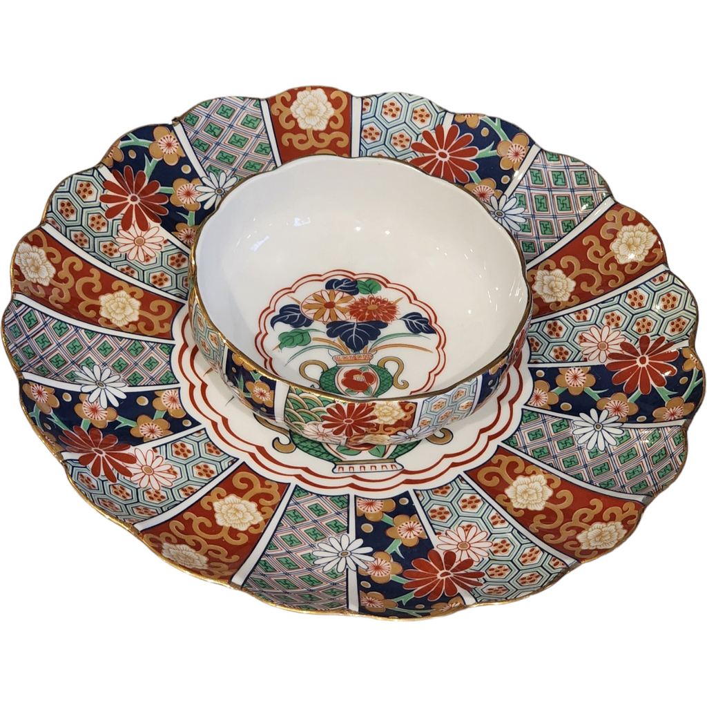 Arita Imari Fan Chip & Dip Set Japan