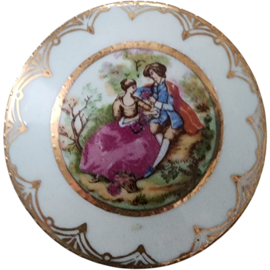 Arnart Footed Porcelain Trinket Box Courting Couple Design