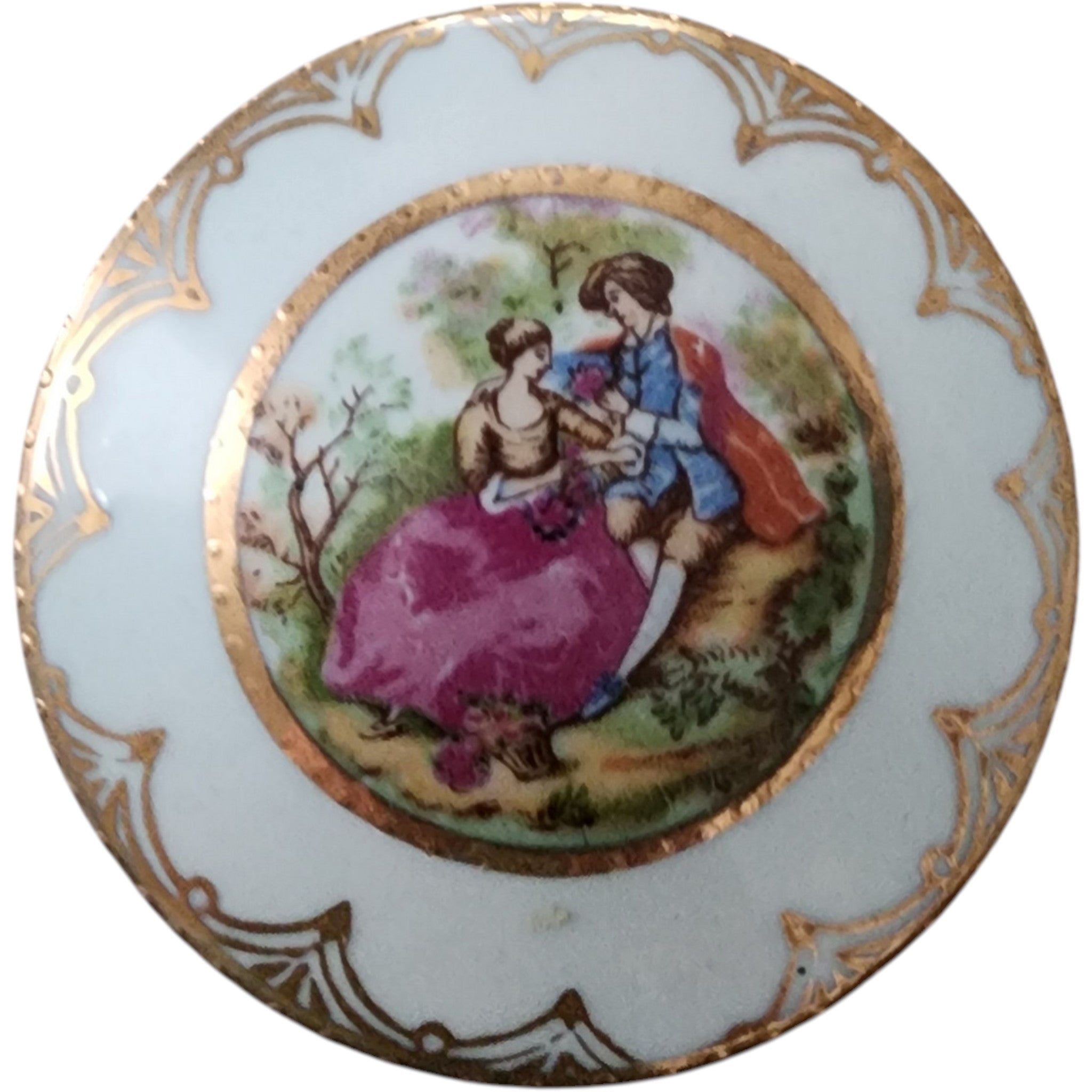 Arnart Footed Porcelain Trinket Box Courting Couple Design