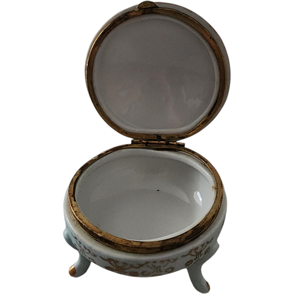Arnart Footed Porcelain Trinket Box Courting Couple Design