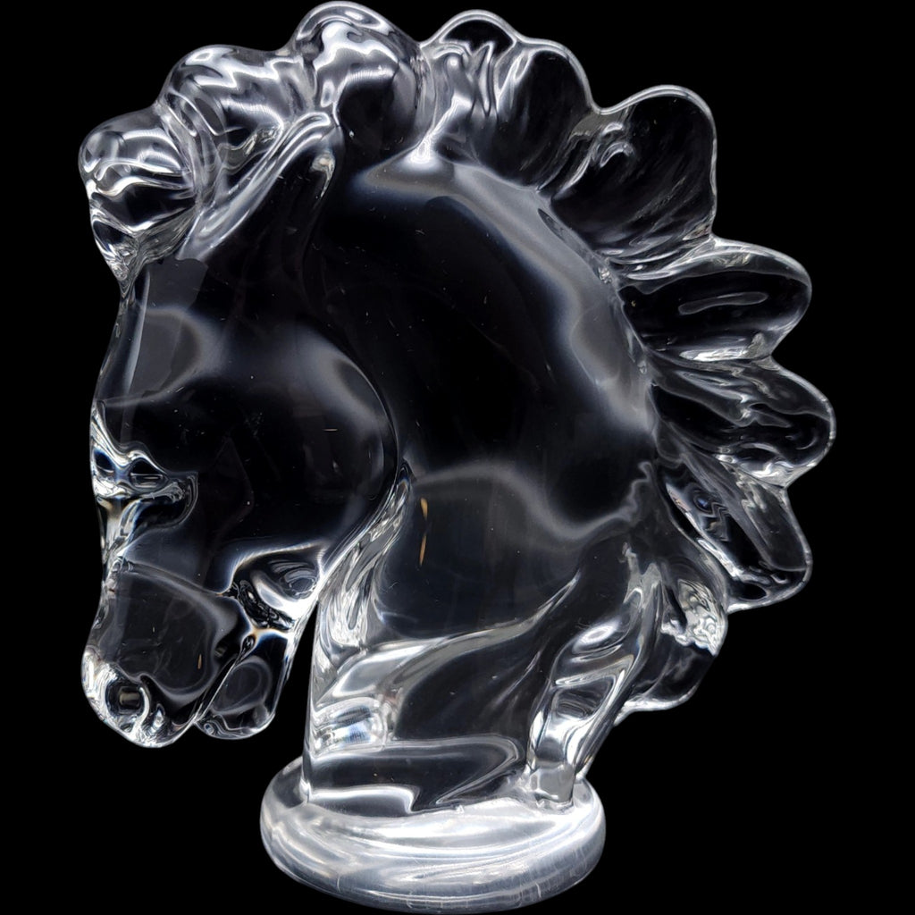 Art Vannes France Vintage Crystal Horse Head Paperweight