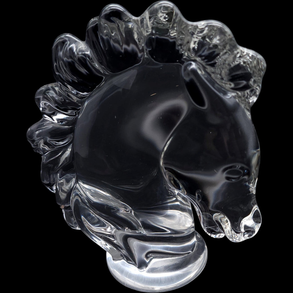 Art Vannes France Vintage Crystal Horse Head Paperweight