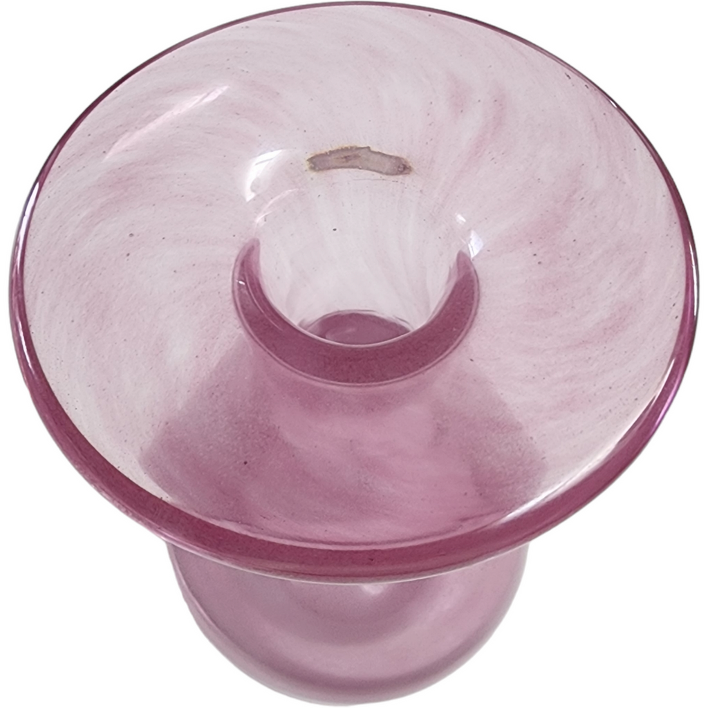 Art Cranberry Glass Hand Blown Vase and Flower Bouquet