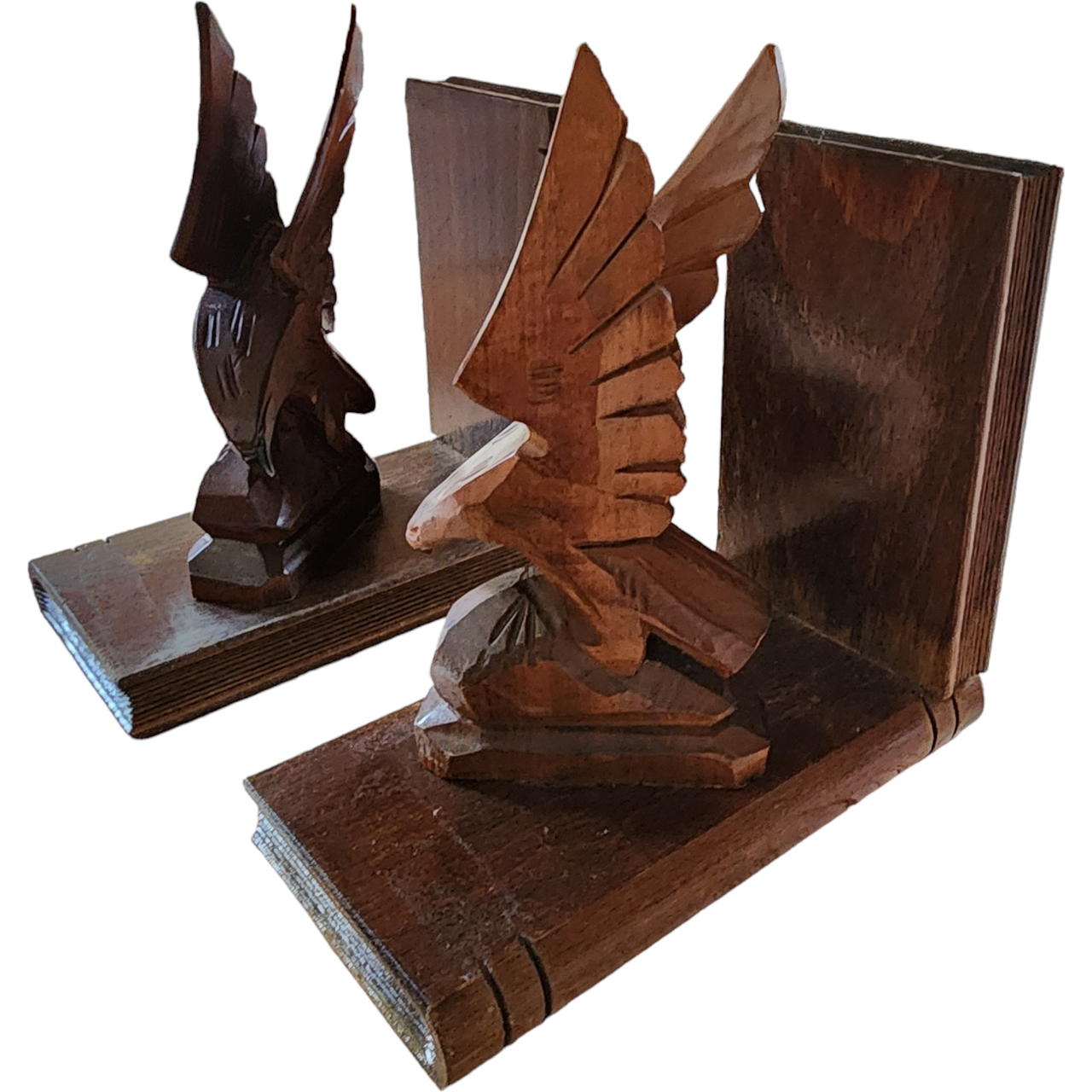 Art Deco Handmade Two Eagle Sculptures Bookends