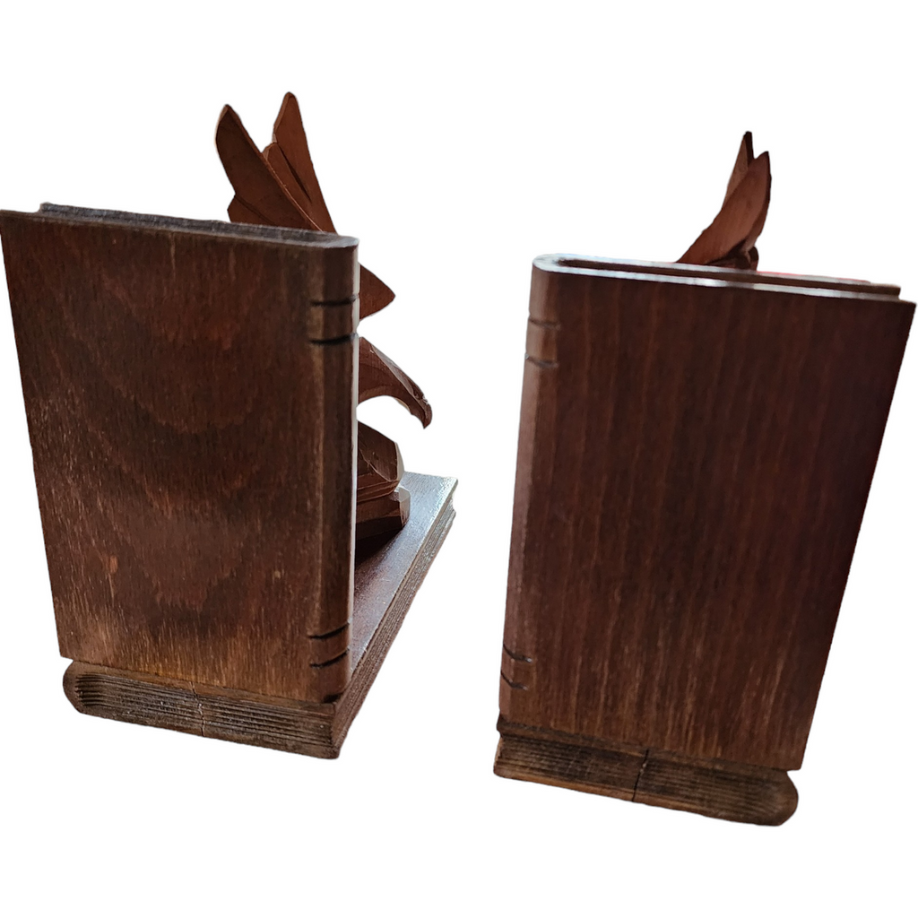 Art Deco Handmade Two Eagle Sculptures Bookends