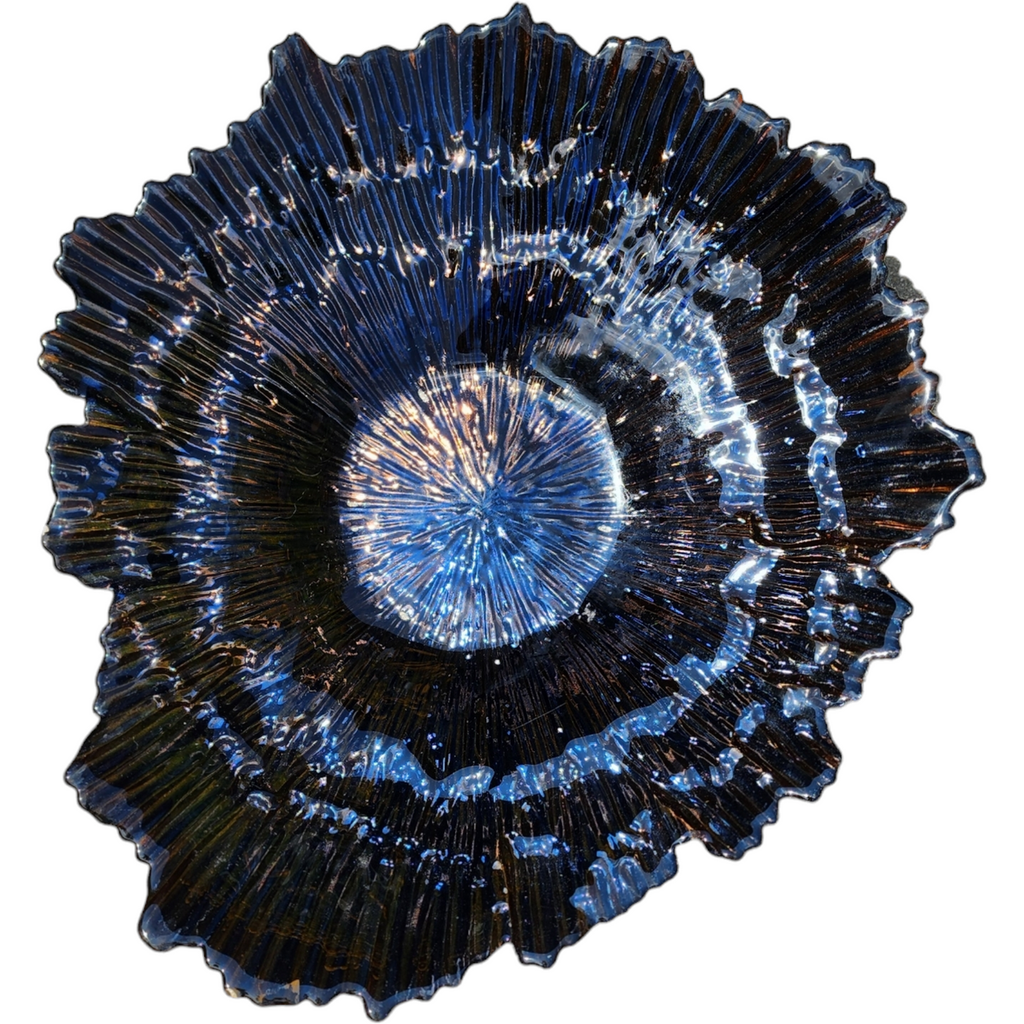 Gold Foil Amethyst Hand Blown Art Glass Large Decorative Bowl