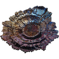 Gold Foil Amethyst Hand Blown Art Glass Large Decorative Bowl