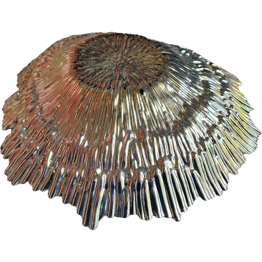 Gold Foil Amethyst Hand Blown Art Glass Large Decorative Bowl